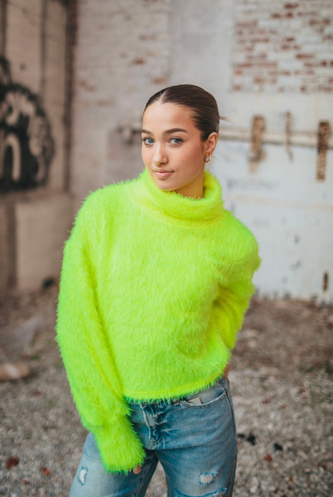 Neon Turtle Neck Top