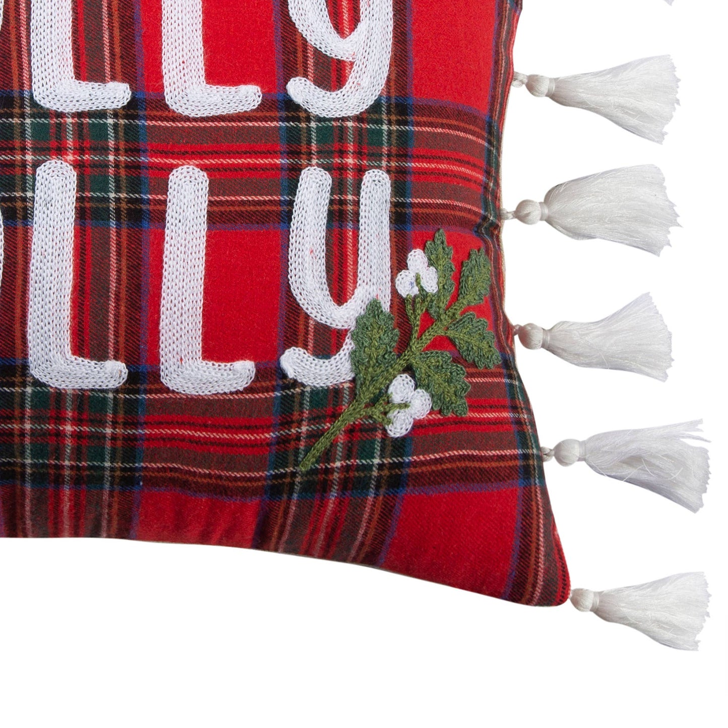 Holly Jolly Tassel Throw Pillow