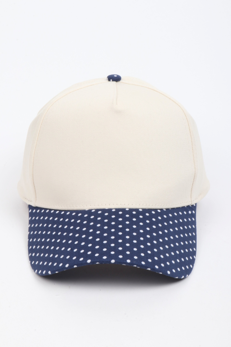Polka Dot Printed Brim 5-Panel Two-Tone Cap – Trendy Casual