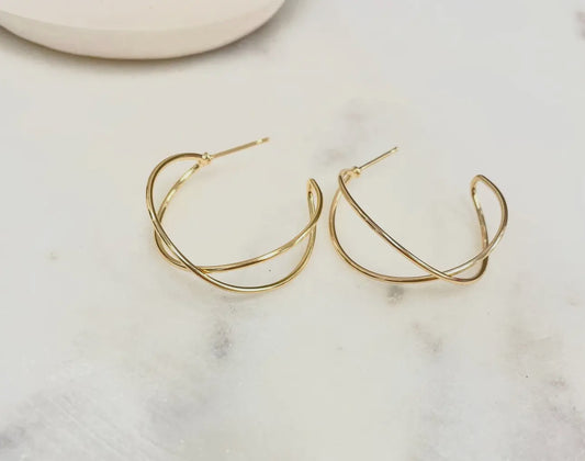 Gold double hoop