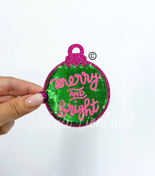 Merry & Bright Ornament©️ Christmas Sequins Embroidery Patch