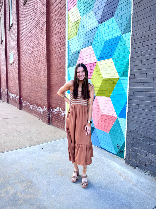 Embroidered Cinnamon Dress