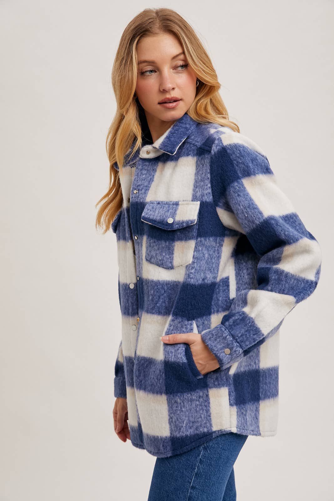 PLAID BRUSHED FLANNEL SHACKET