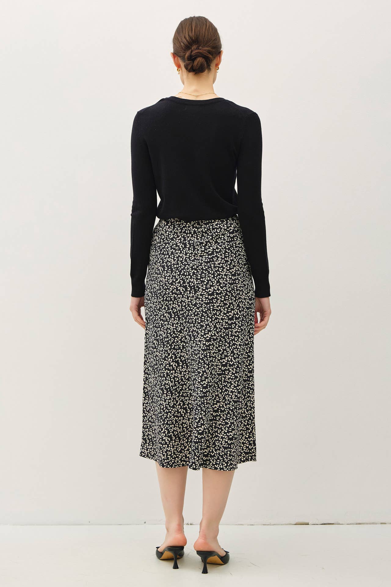 PRINT MIDI SKIRT WITH ELASTIC WAISTBAND