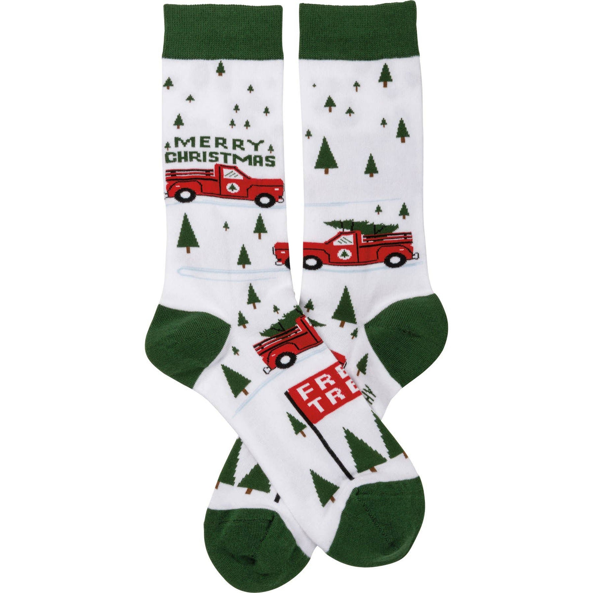 Truck And Tree Merry Christmas Socks