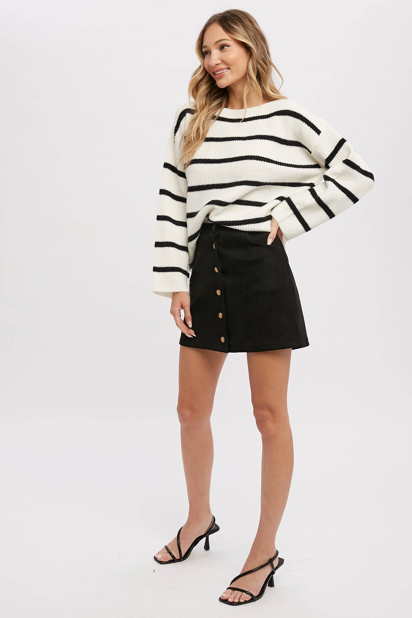 STRIPE RIBBED PULLOVER