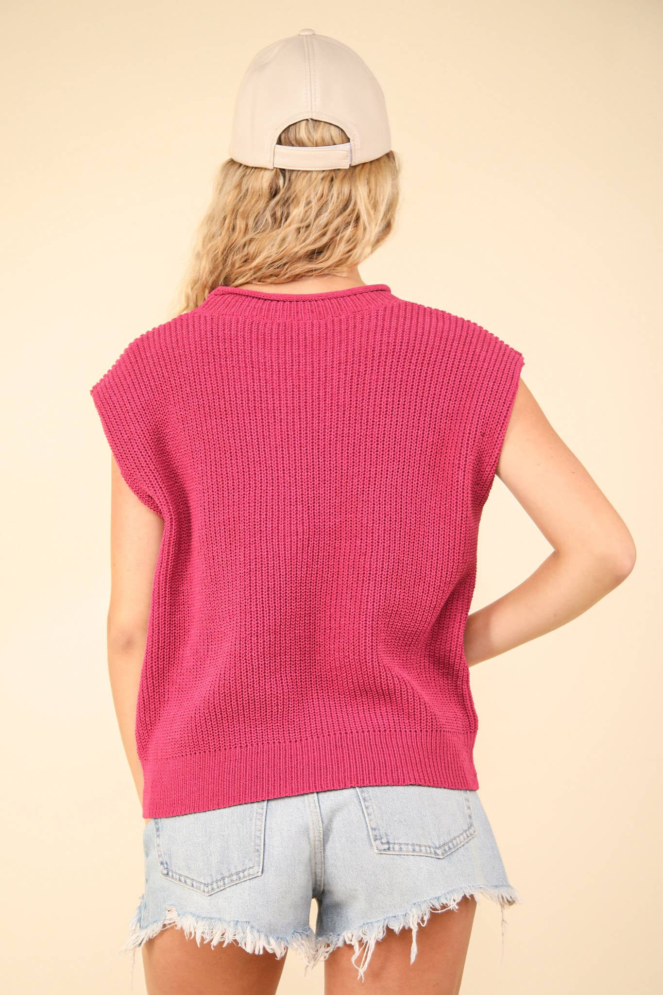 Oversized Soft Knit Sweater Vest Top