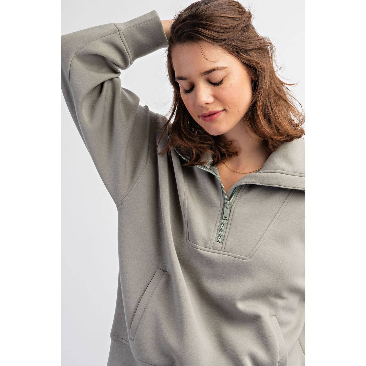 QUARTER ZIP FUNNEL NECK PULLOVER