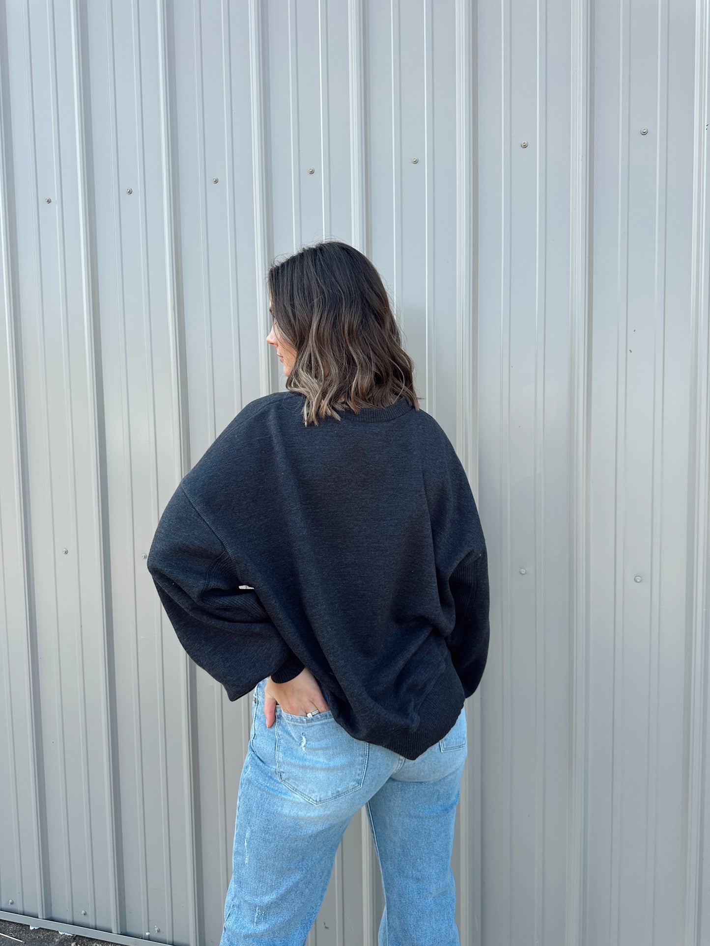 Ash Black Acid Wash Pullover