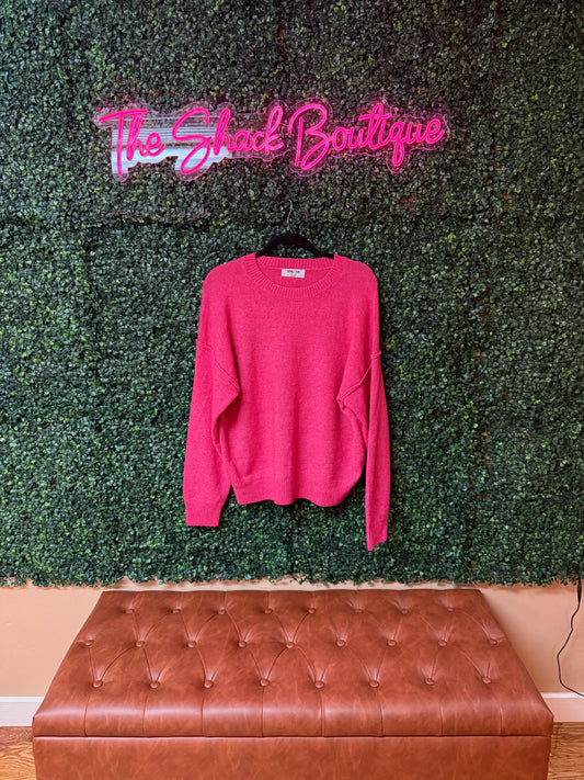 Raspberry knit sweater