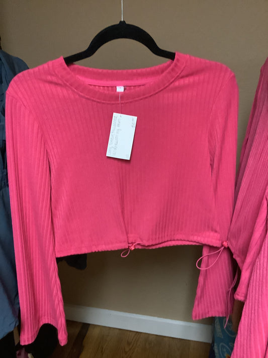 Long sleeve round neck with drawstring hem