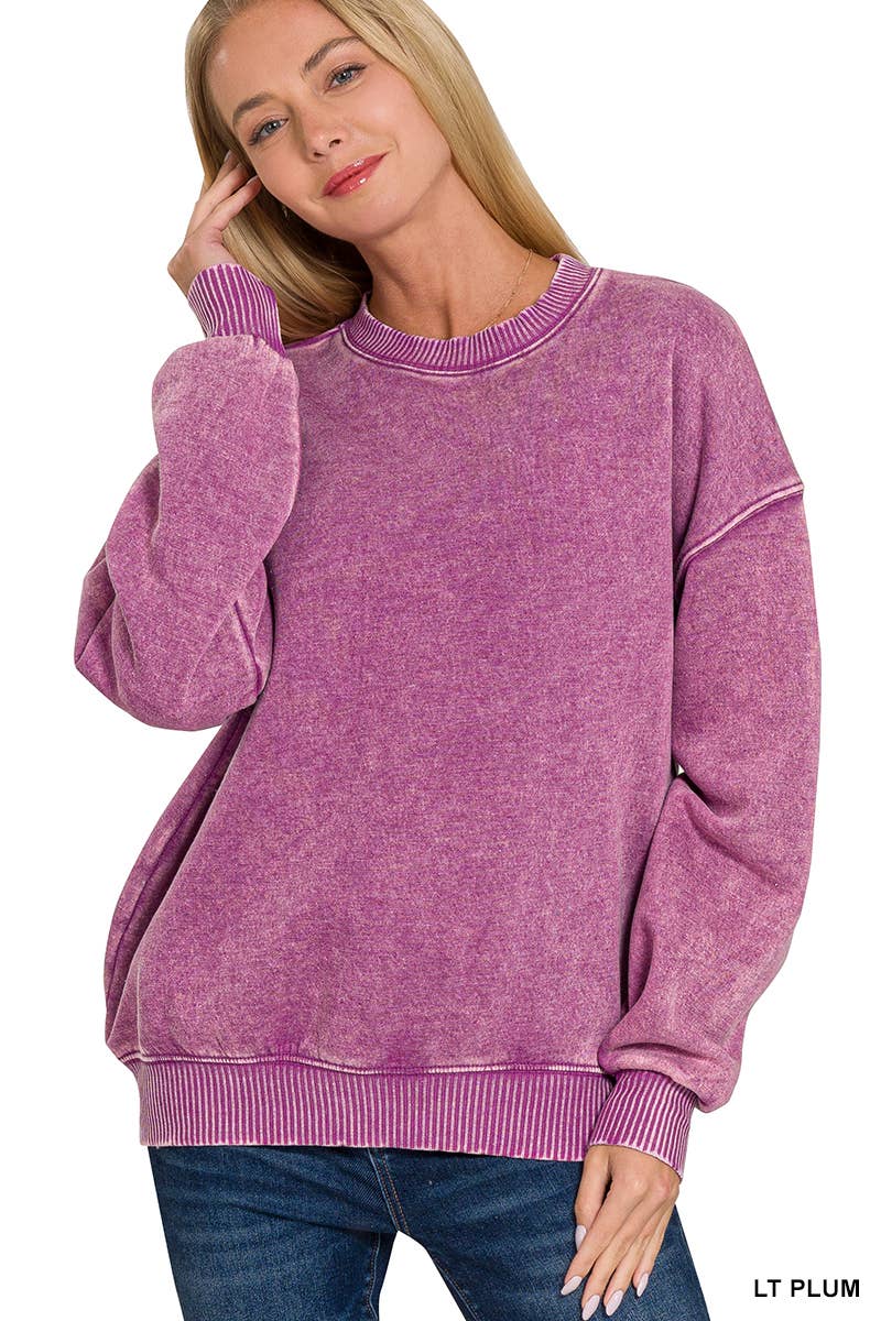 Washed Fleece Oversized Pullover Sweatshirt