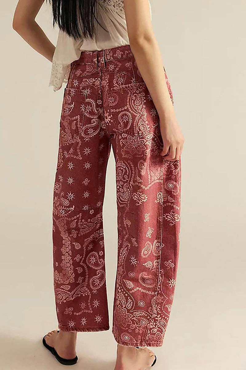 Paisley Pattern Straight Pants