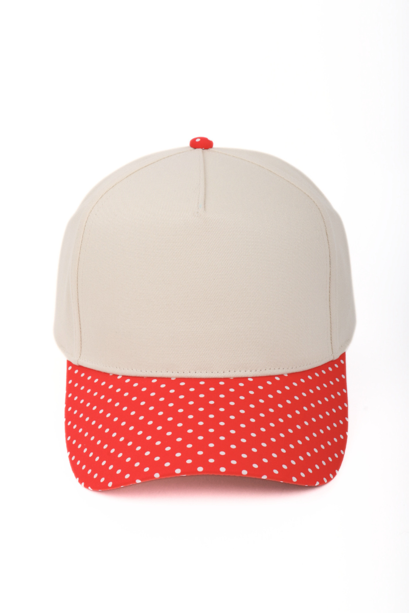 Polka Dot Printed Brim 5-Panel Two-Tone Cap – Trendy Casual
