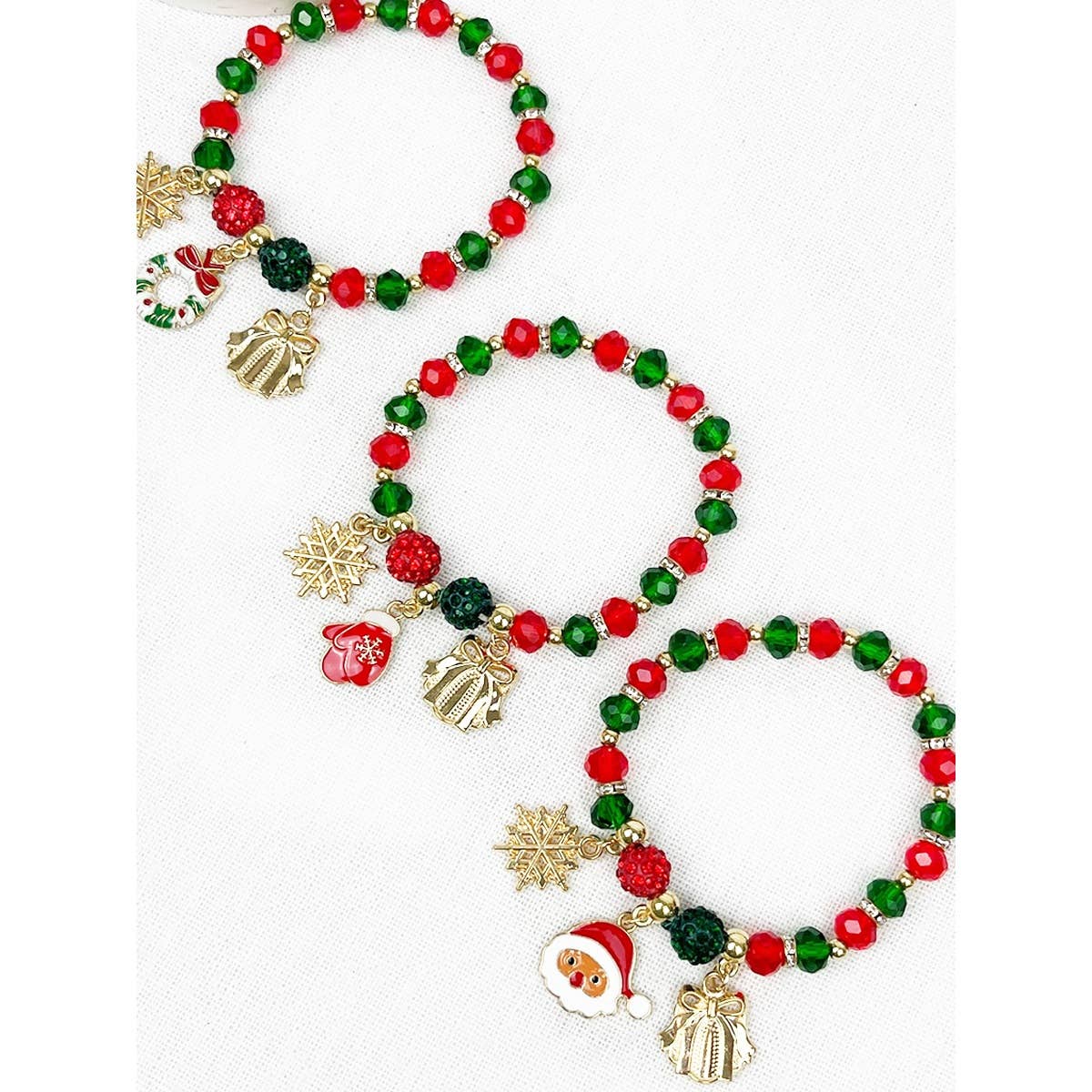 Christmas Theme Stretch Bracelet with Charms