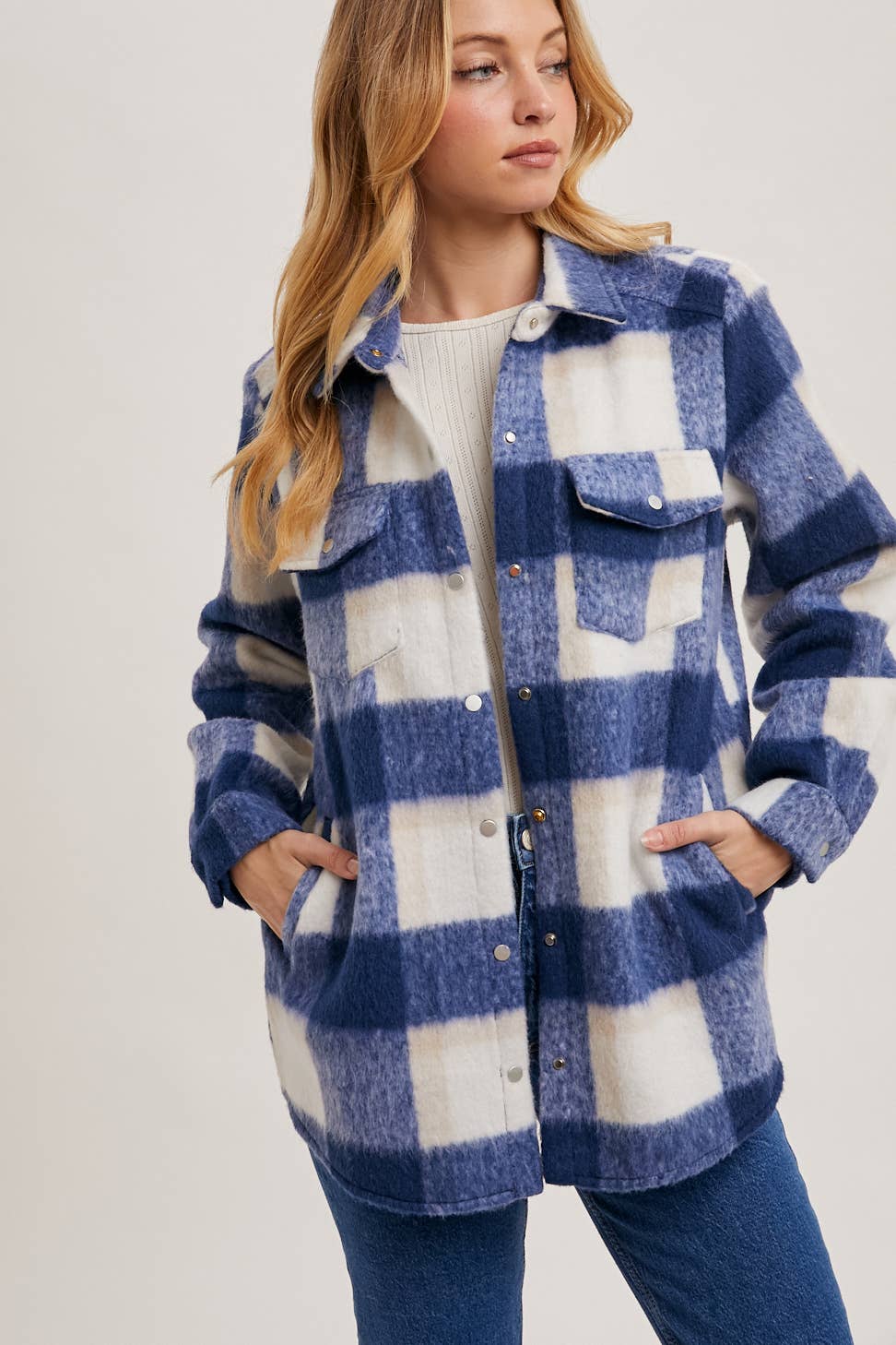 PLAID BRUSHED FLANNEL SHACKET