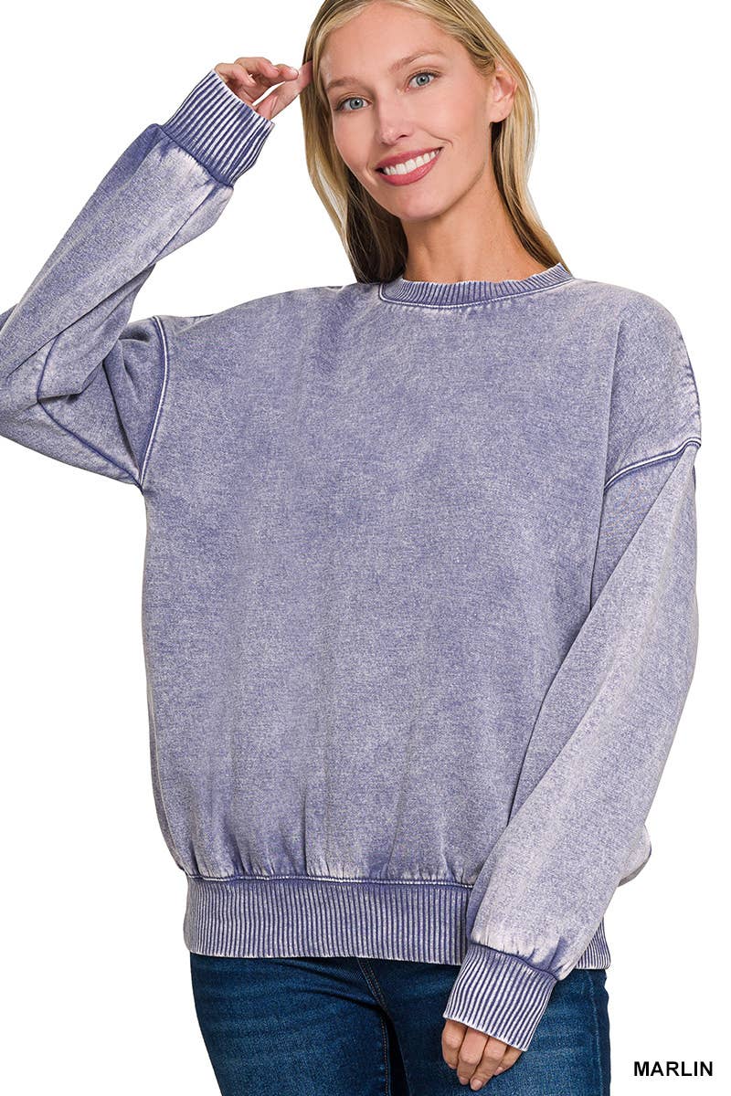 Washed Fleece Oversized Pullover Sweatshirt