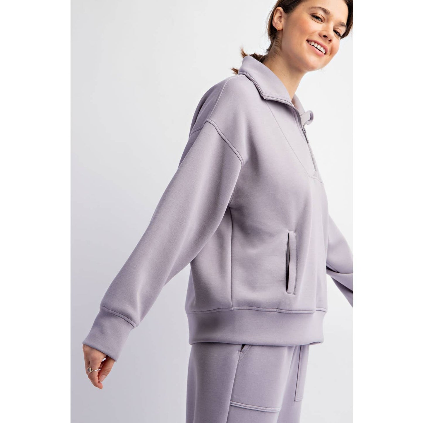 QUARTER ZIP FUNNEL NECK PULLOVER