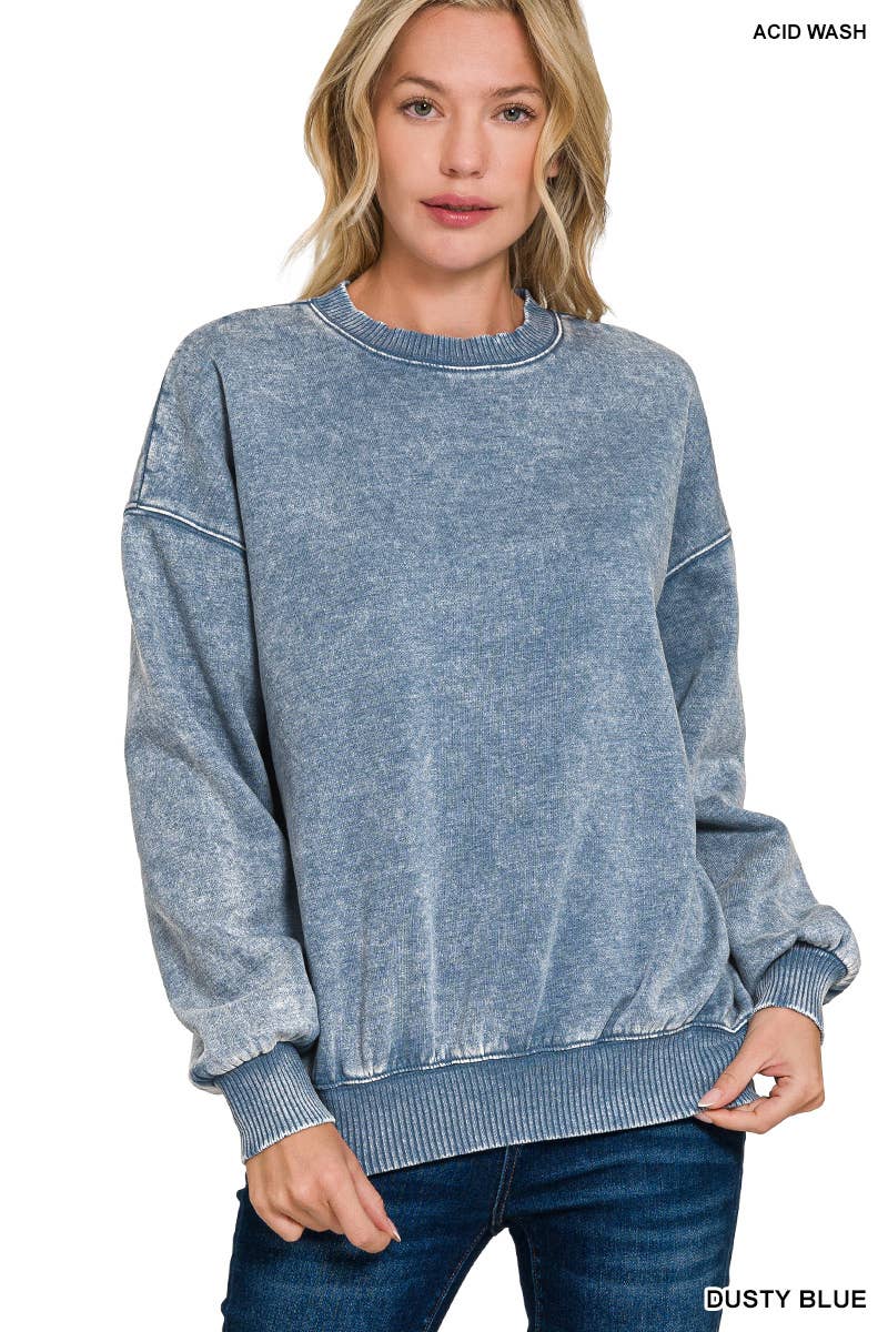 Washed Fleece Oversized Pullover Sweatshirt