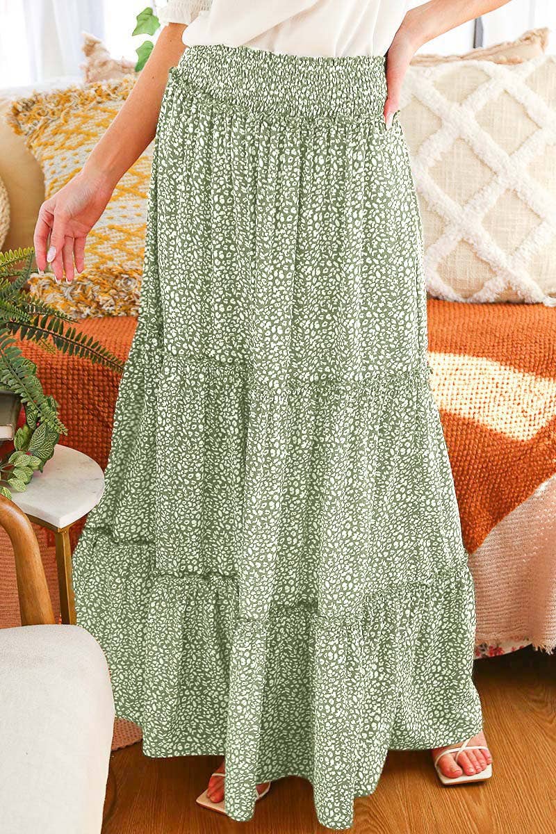 Smocking waist maxi skirt