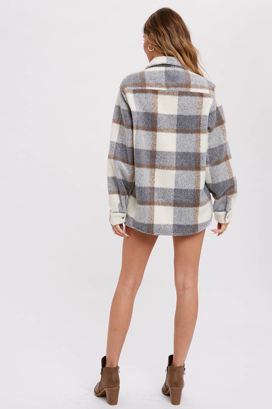 PLAID BRUSHED FLANNEL SHACKET