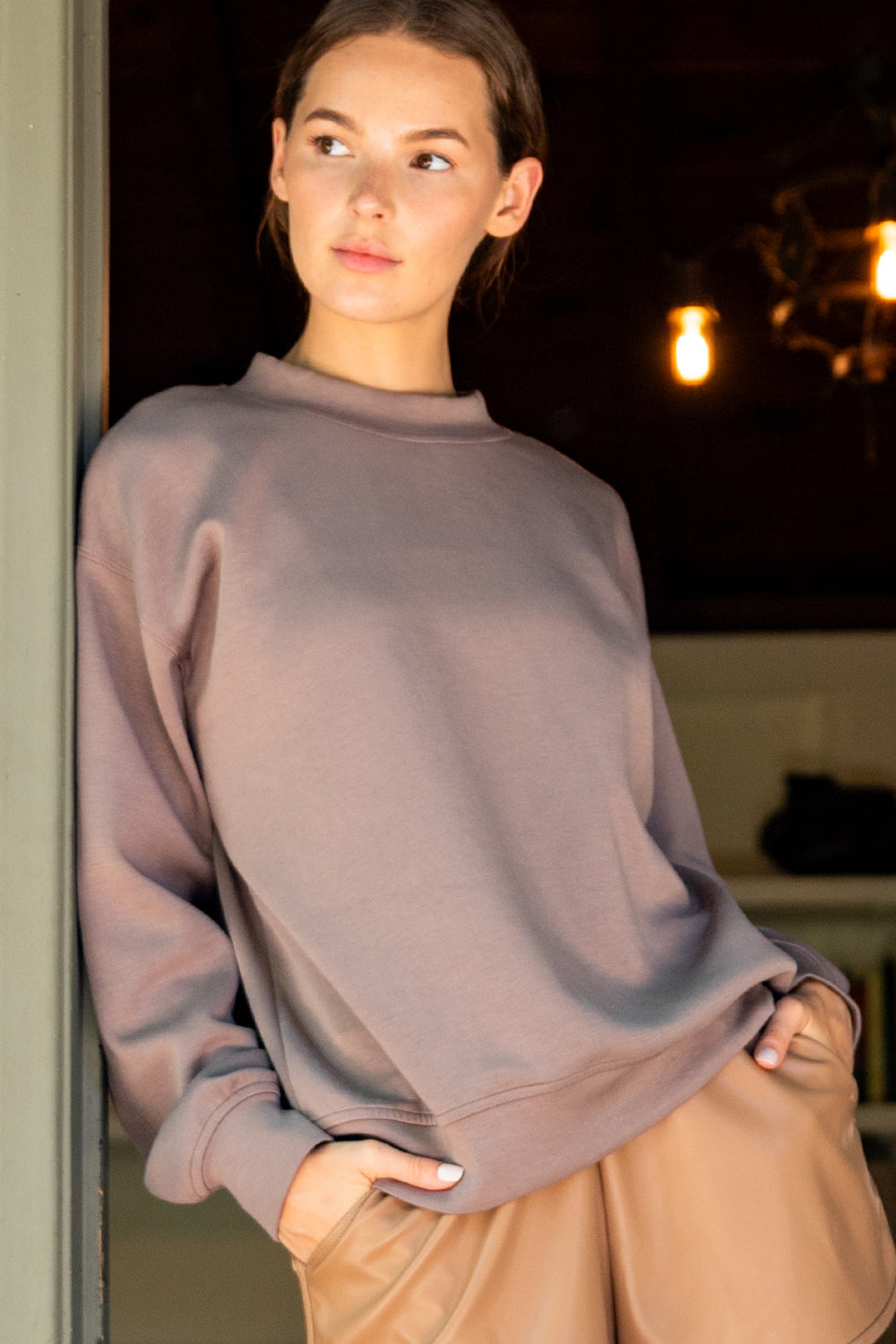 Mock neck butter soft pullover