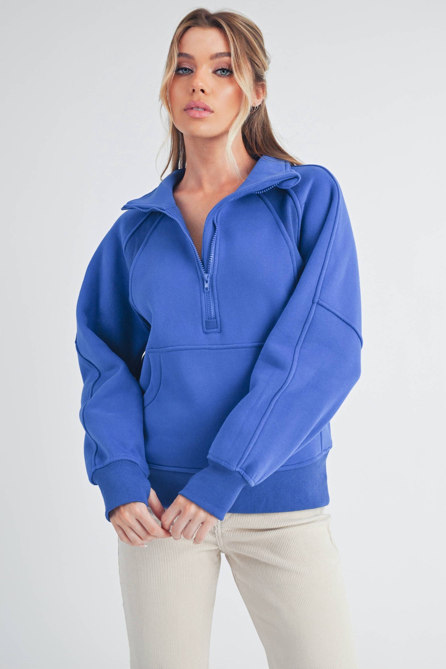 Dove Funnel Neck Half Zip-Long