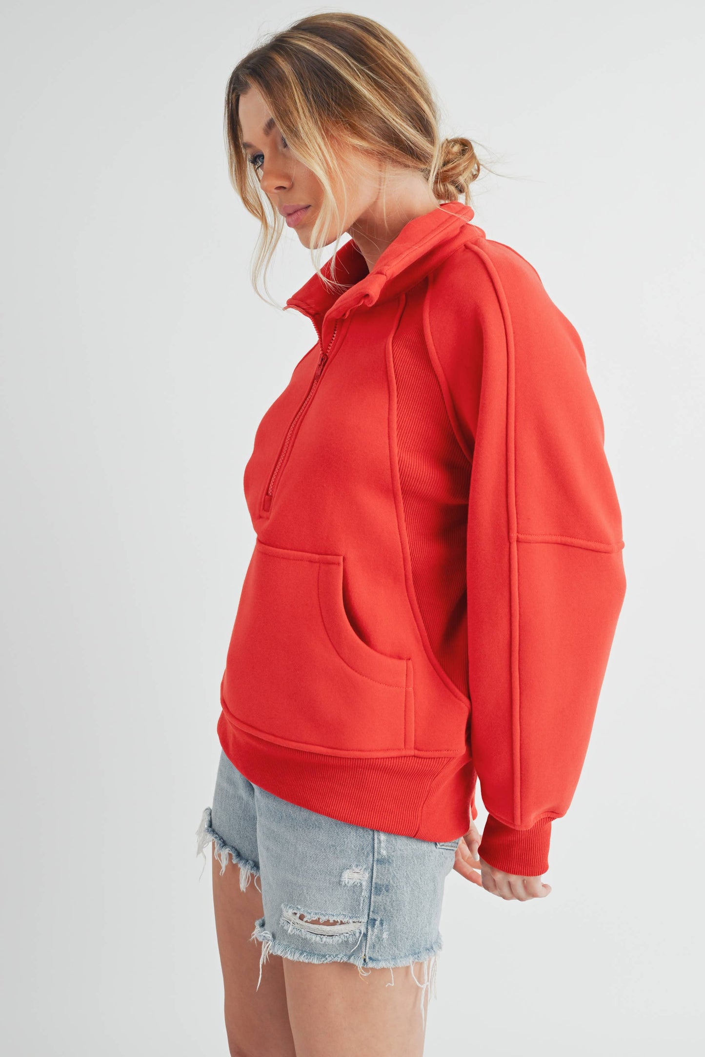 Dove Funnel Neck Half Zip-Long