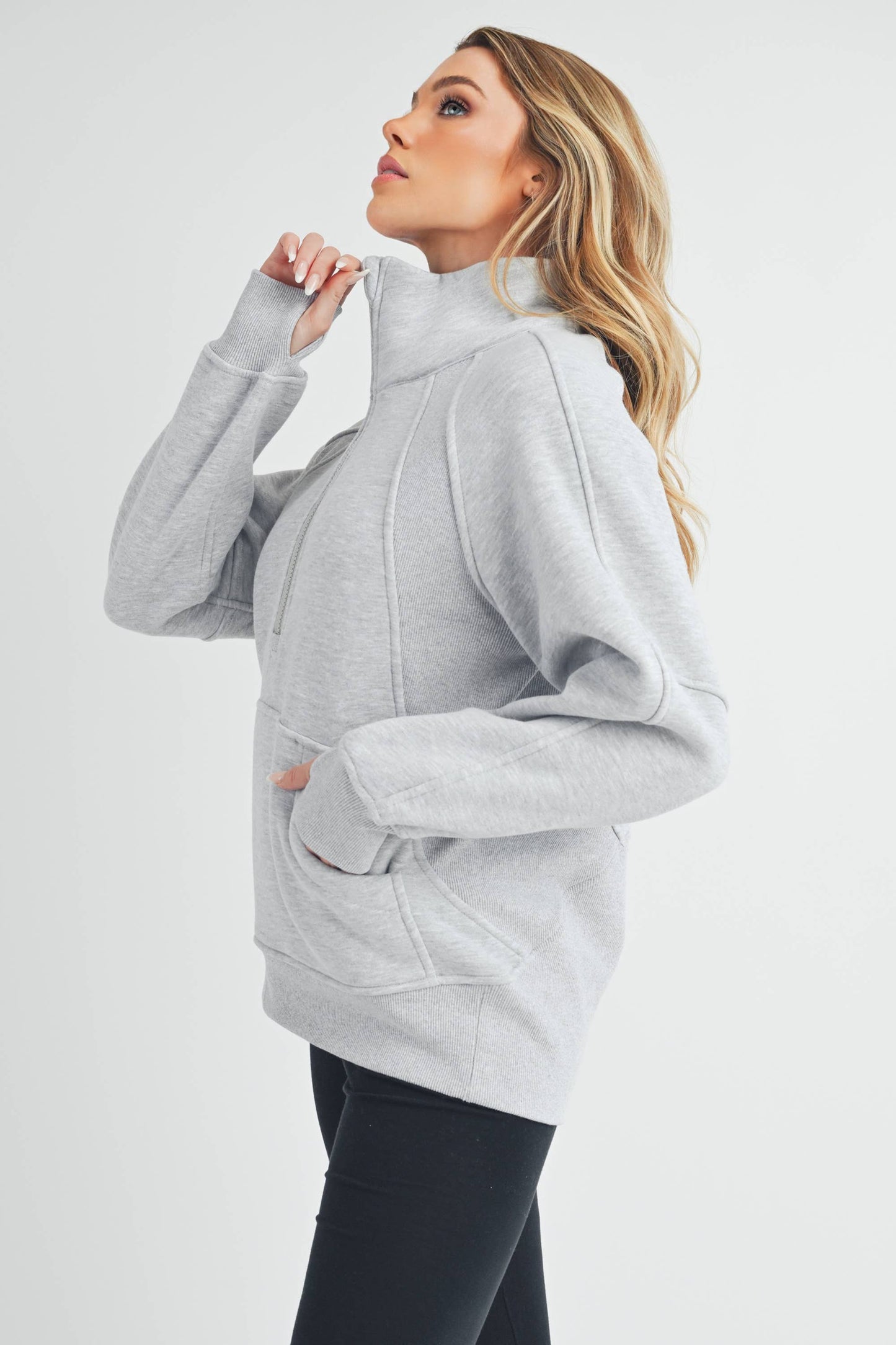 Dove Funnel Neck Half Zip-Long