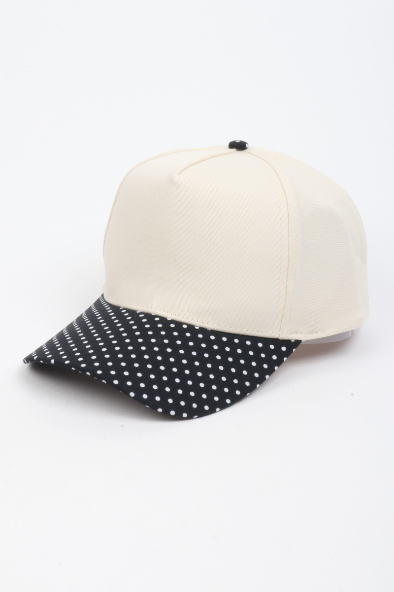 Polka Dot Printed Brim 5-Panel Two-Tone Cap – Trendy Casual