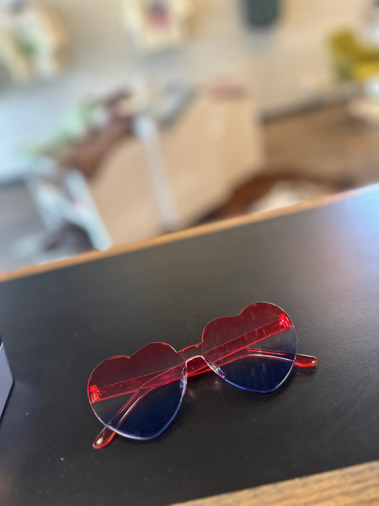 4th of July heart glasses