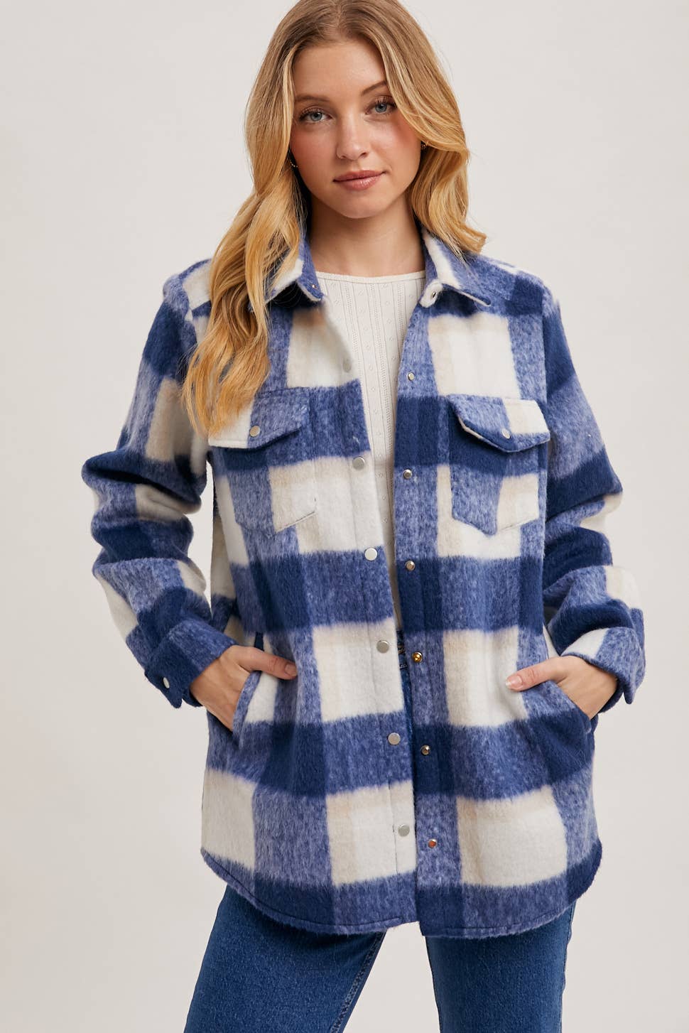 PLAID BRUSHED FLANNEL SHACKET