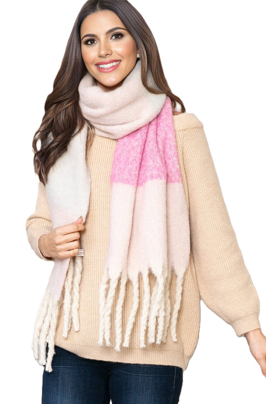 Split Peach Color Block Scarf