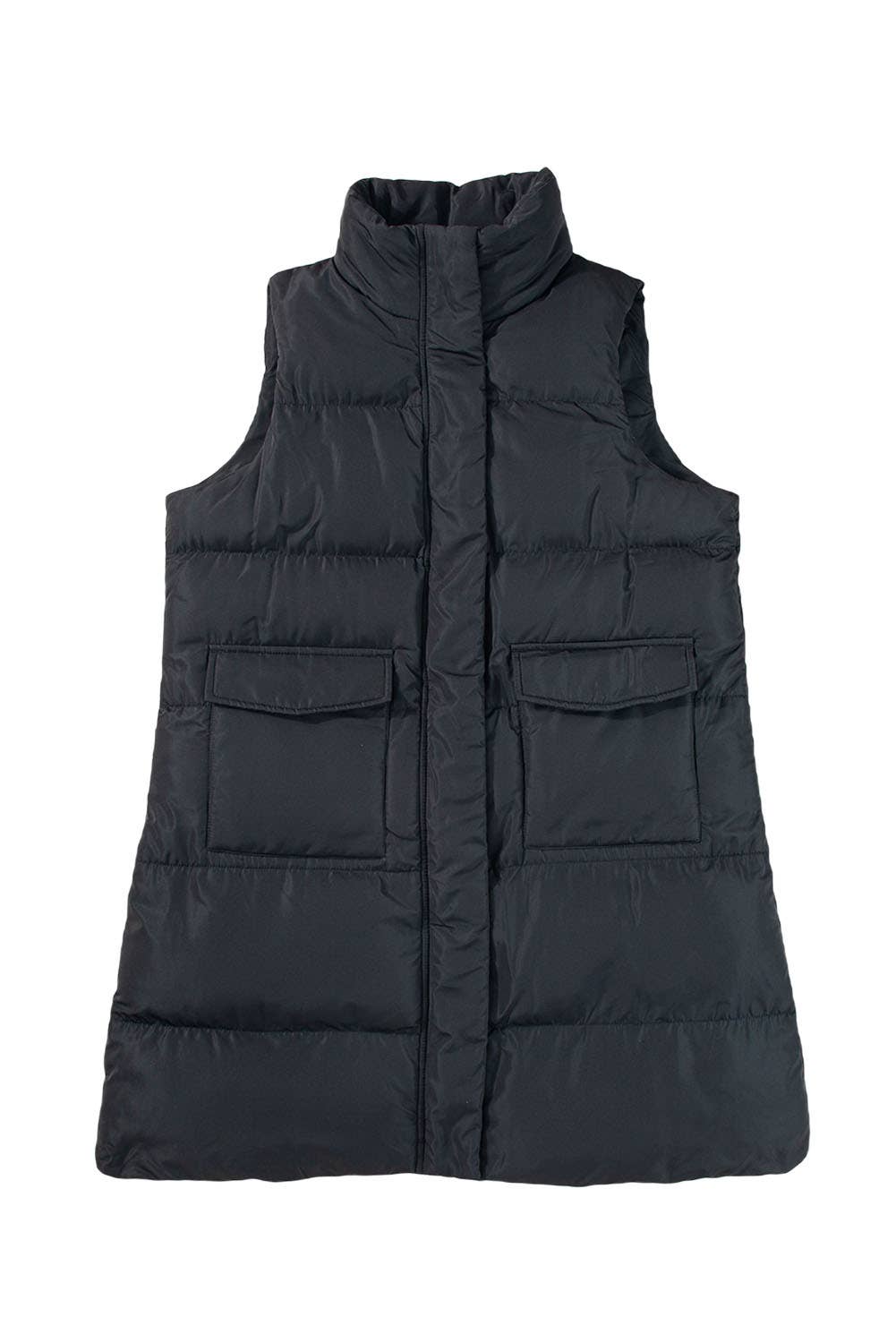 Winter Full Zipper Pockets Puffer Outerwear Vest