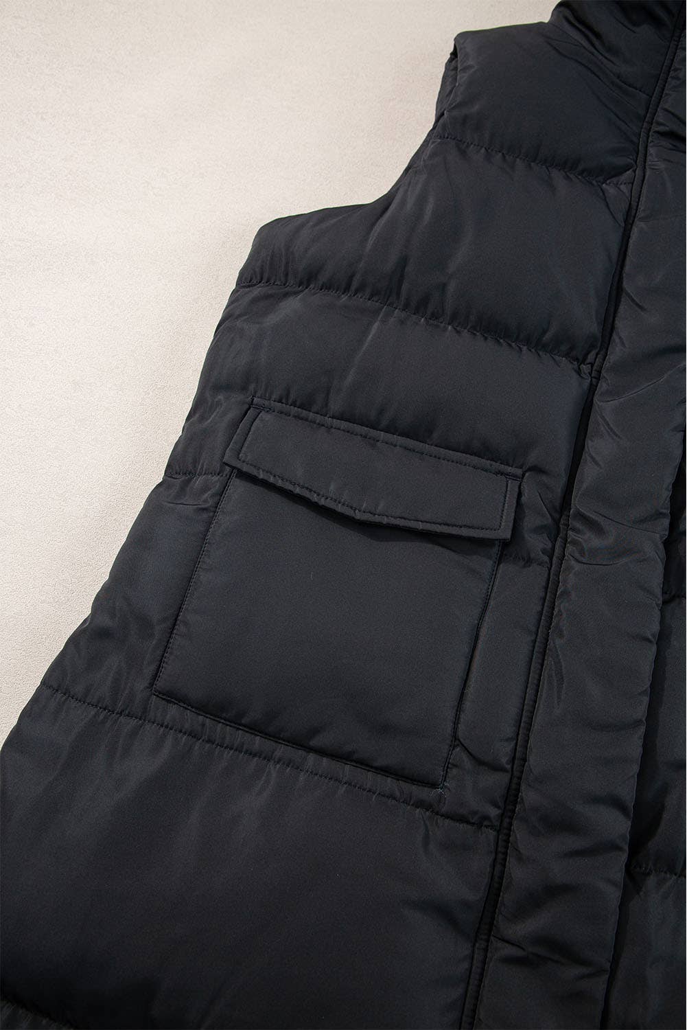 Winter Full Zipper Pockets Puffer Outerwear Vest