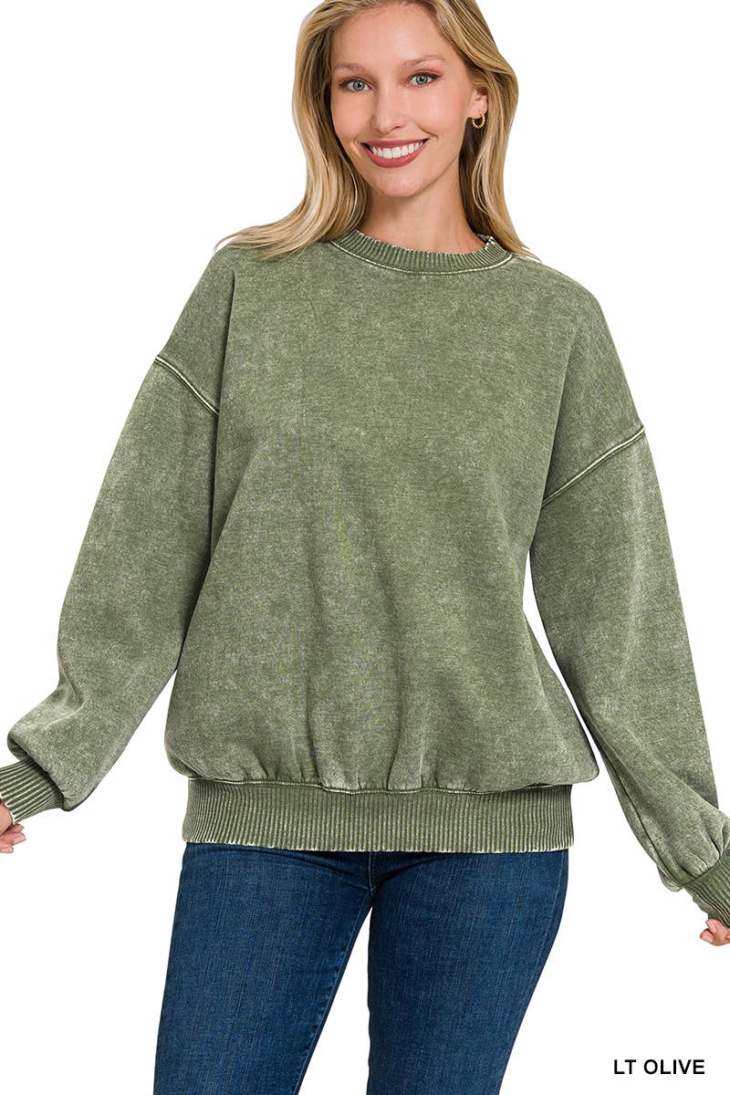 Washed Fleece Oversized Pullover Sweatshirt