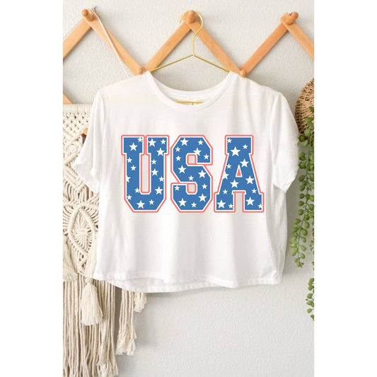 USA GRAPHIC CROP TOP
