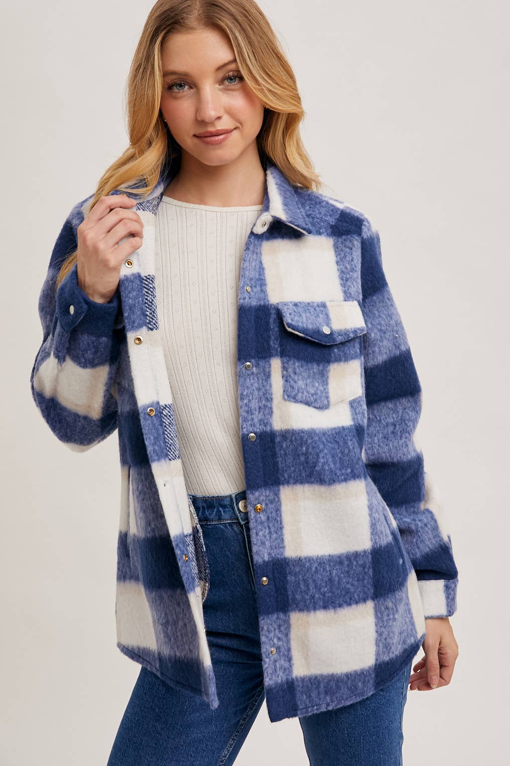 PLAID BRUSHED FLANNEL SHACKET