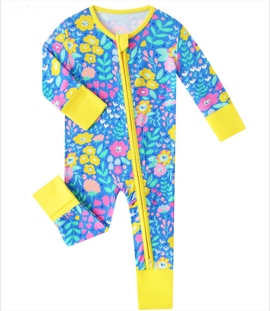 Sunny Blooms Bamboo Zippy Pajamas / Jammies