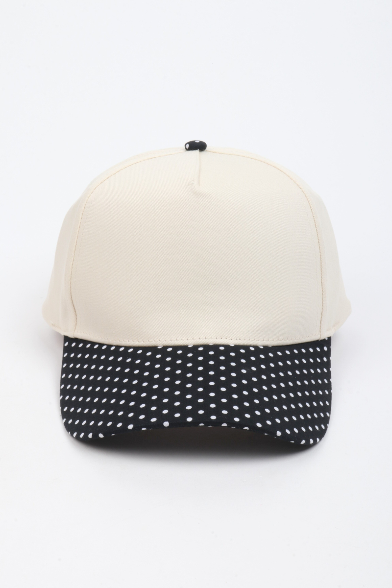 Polka Dot Printed Brim 5-Panel Two-Tone Cap – Trendy Casual
