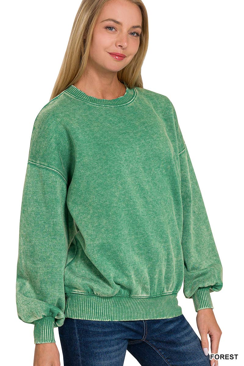 Washed Fleece Oversized Pullover Sweatshirt