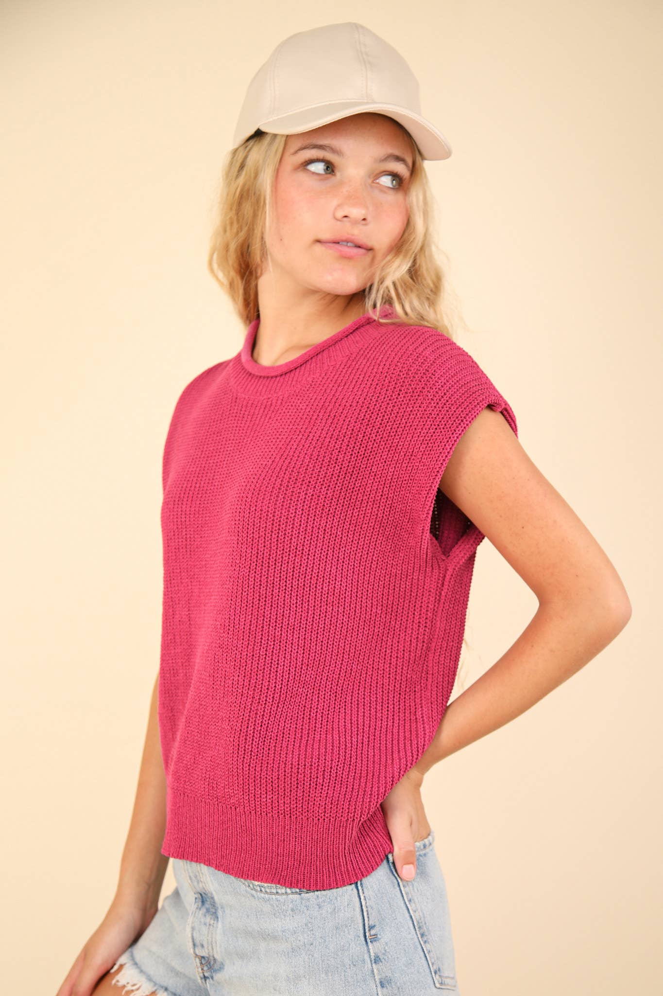 Oversized Soft Knit Sweater Vest Top