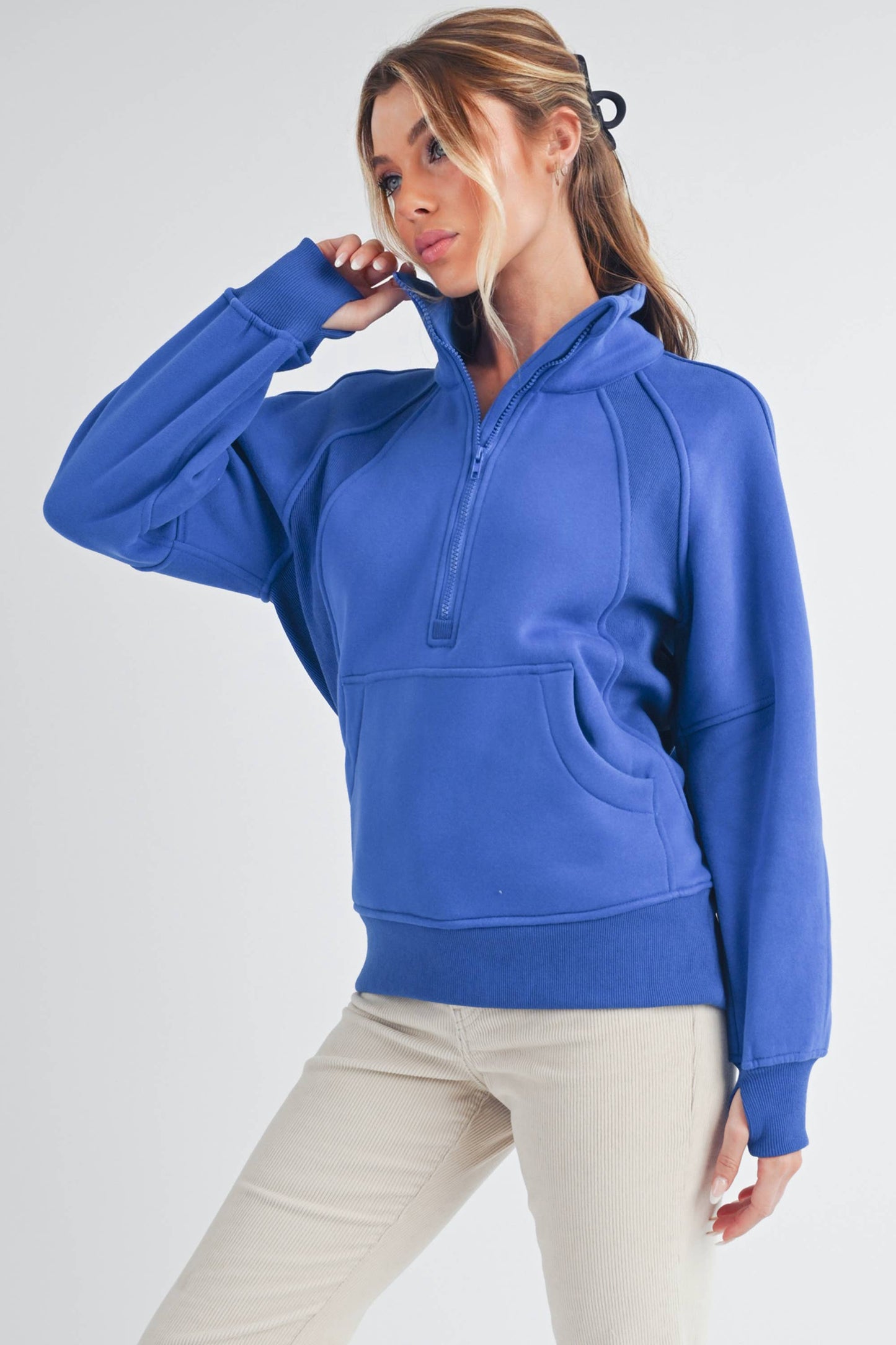 Dove Funnel Neck Half Zip-Long