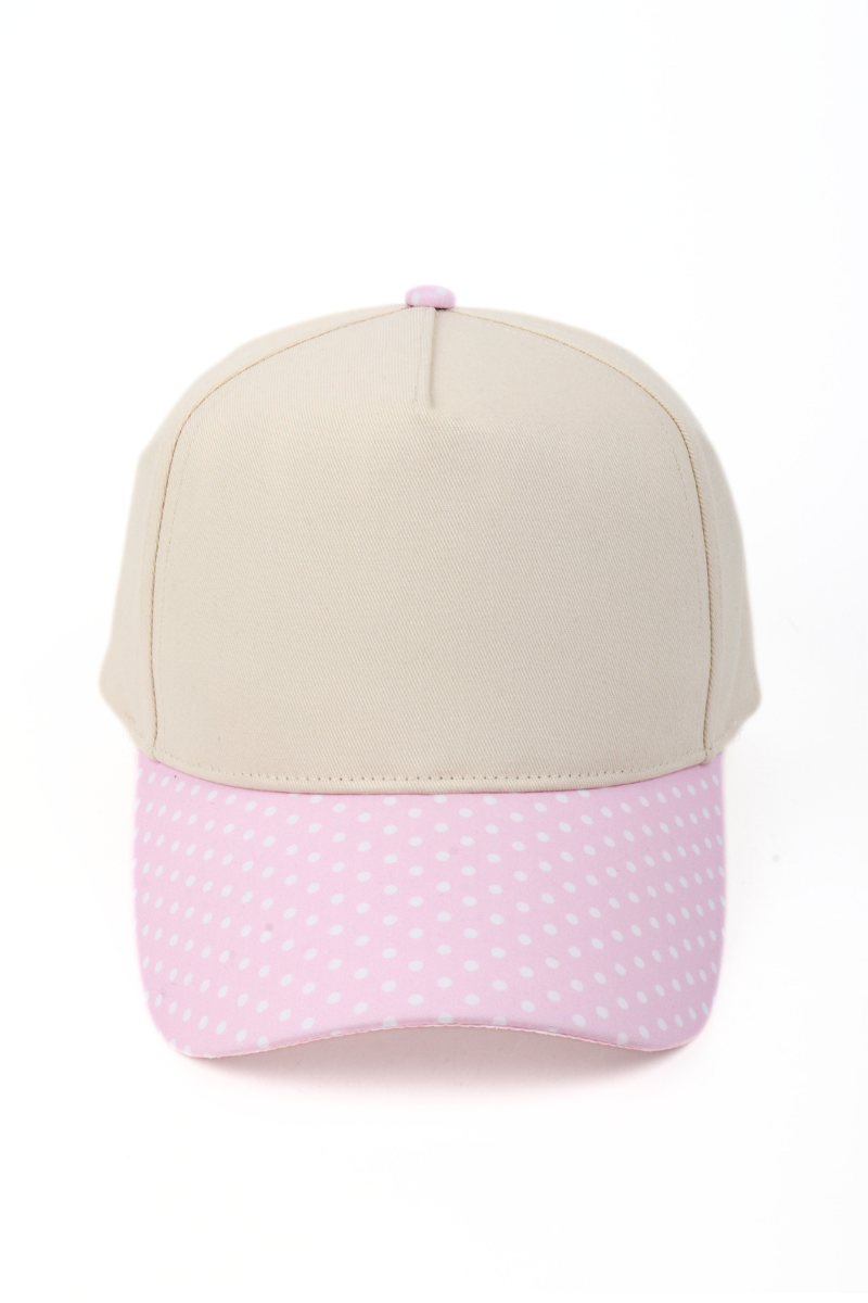 Polka Dot Printed Brim 5-Panel Two-Tone Cap – Trendy Casual