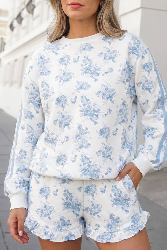 Floral Long Sleeve Top 2pcs Shorts Set | S-XL