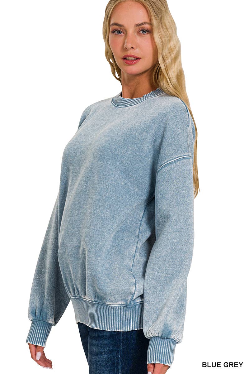 Washed Fleece Oversized Pullover Sweatshirt