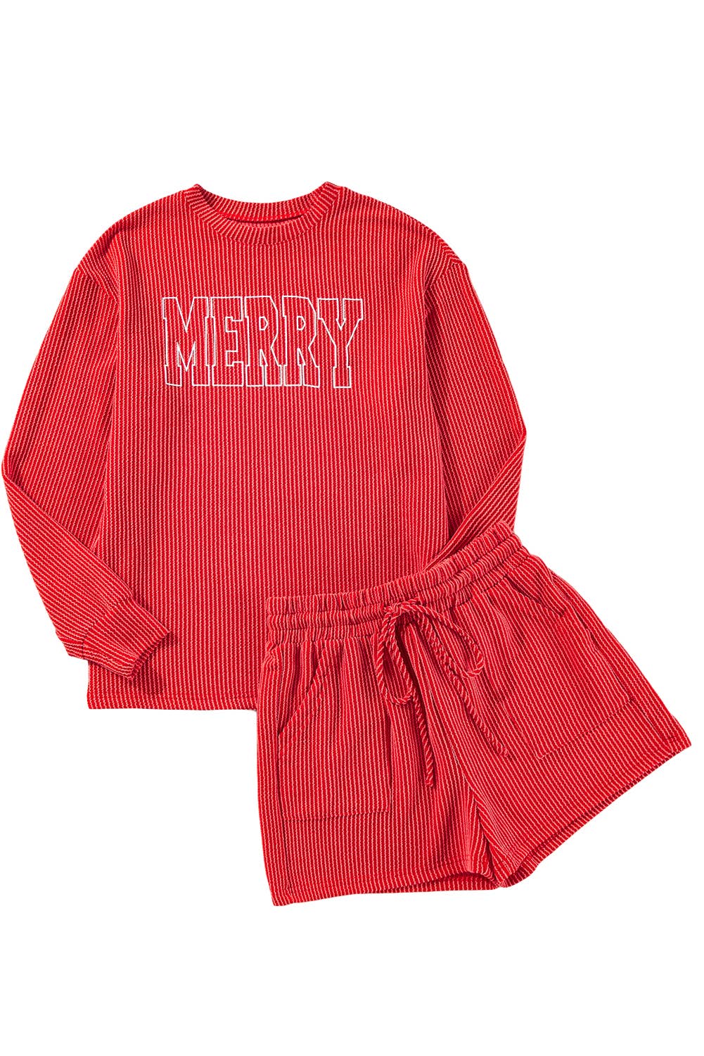 MERRY ⛄ Letter Print Long Sleeve Top & Shorts Set