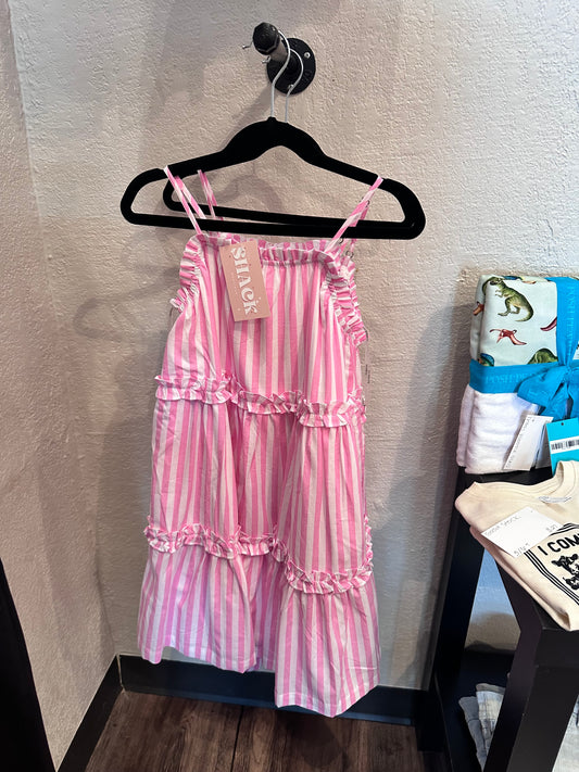 Little girls pink stripe summer dress