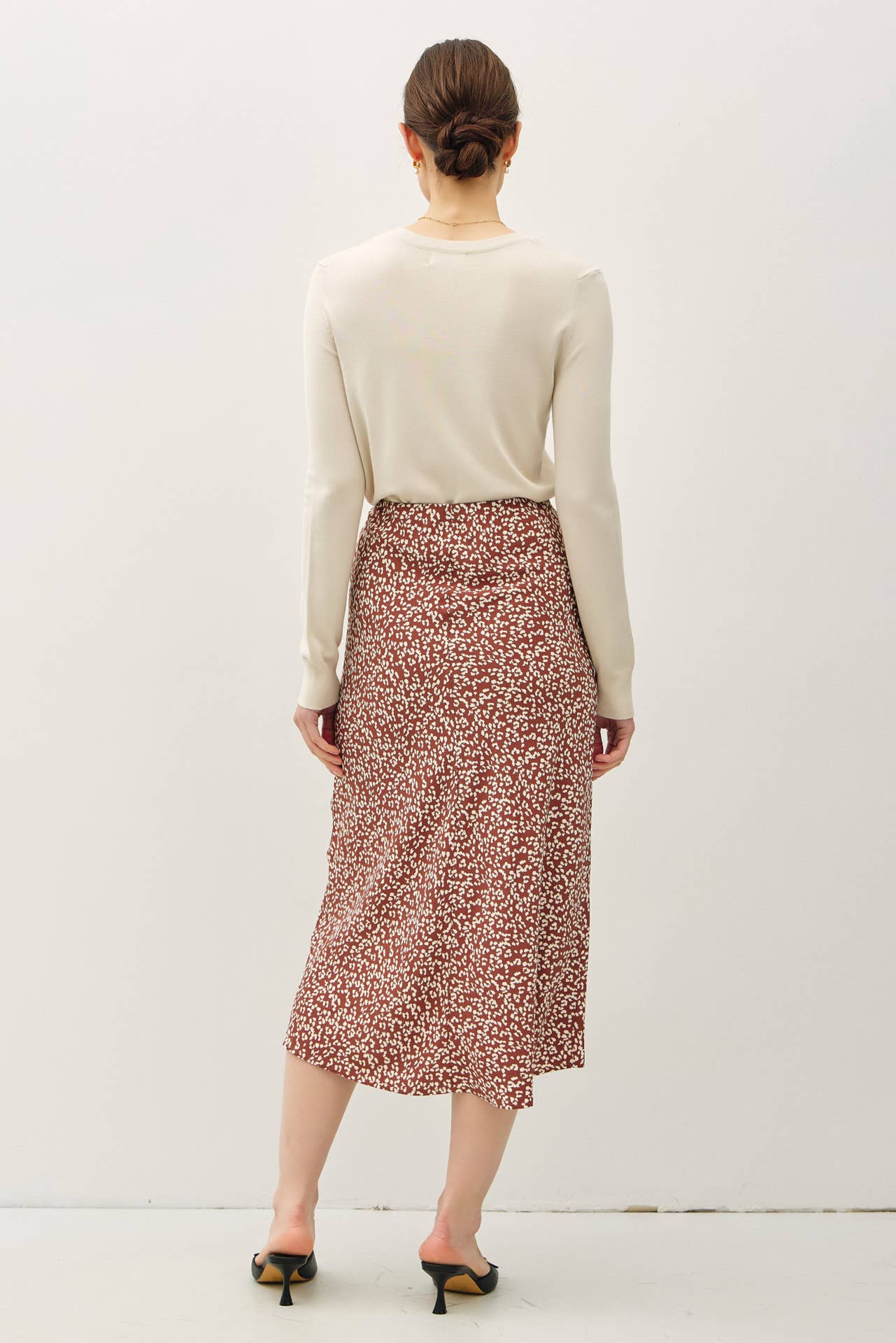 PRINT MIDI SKIRT WITH ELASTIC WAISTBAND