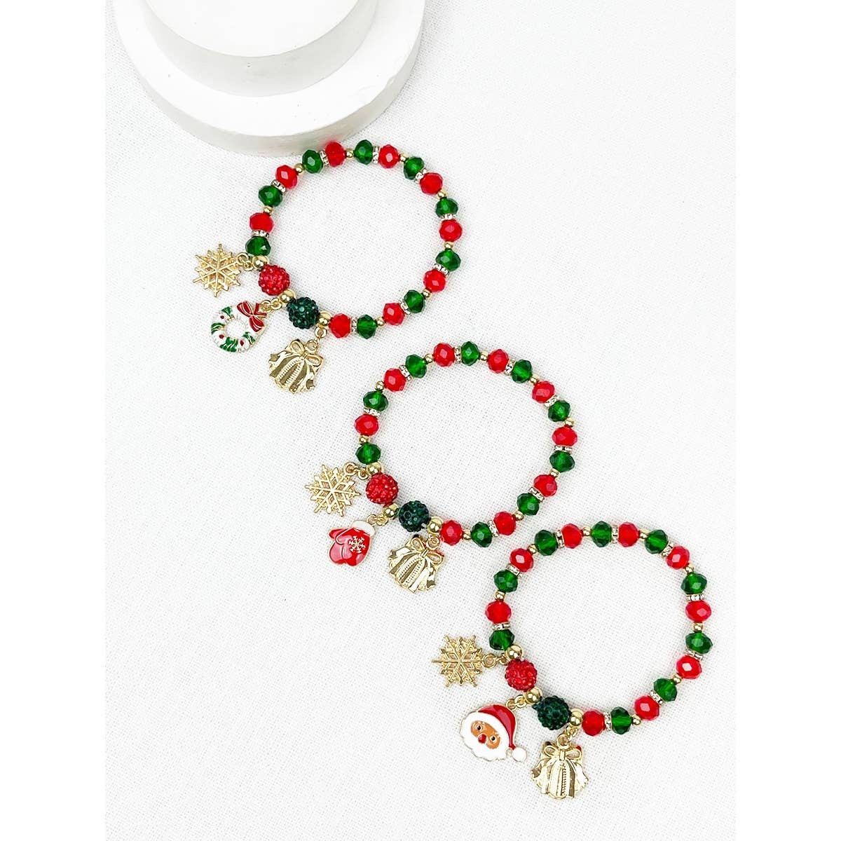 Christmas Theme Stretch Bracelet with Charms